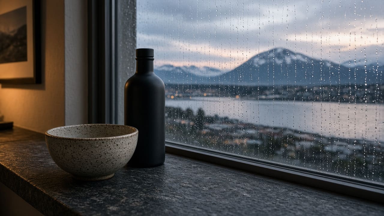 Ceramic product on a rainy Vancouver studio windowsill